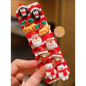 Sm hrelastikker med juletema (10 stk.)