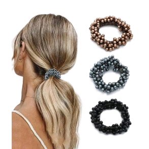 Hrelastikker m/ perler (3 stk)