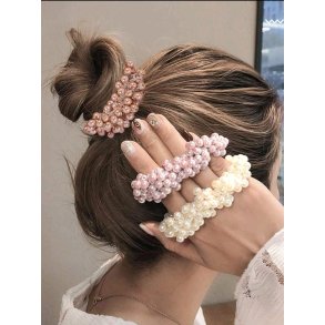 Hrelastikker m/ perler (3 stk)