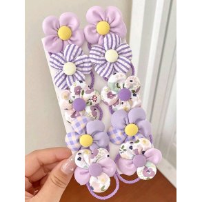 Lilla hrelastikker med blomster (10 stk.)